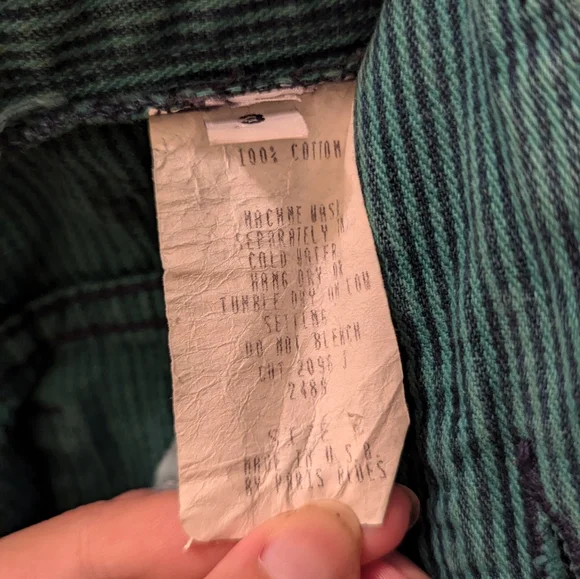 Vintage Paris Blues Green Striped Jeans - Picture 6 of 7